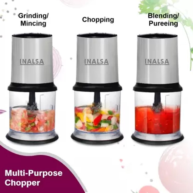 INALSA Electric Chopper Bullet Inox- 450 Watts with 2 Speed Option