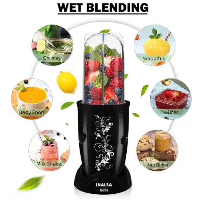 Inalsa Nutri-Blender,Mixer Grinder Belle with Blender Jar, SS Blades