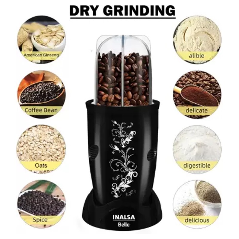 Inalsa Nutri-Blender,Mixer Grinder Belle with Blender Jar, SS Blades