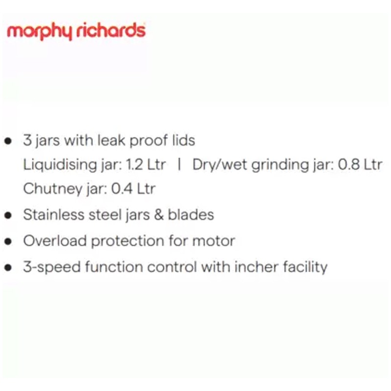 Morphy Richards Champ Neo 500 W 3 Jars Mixer Grinder